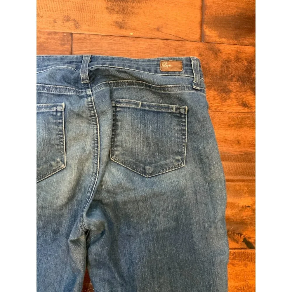 Paige Blue Medium Wash Denim Peg Skinny Ankle Crop Jeans, Size 29
